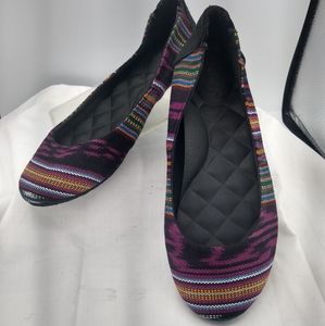 Reef Wmns 7 Aztec Woven Fabric Multi Color Tribal Pattern Ballet Flat*M017*